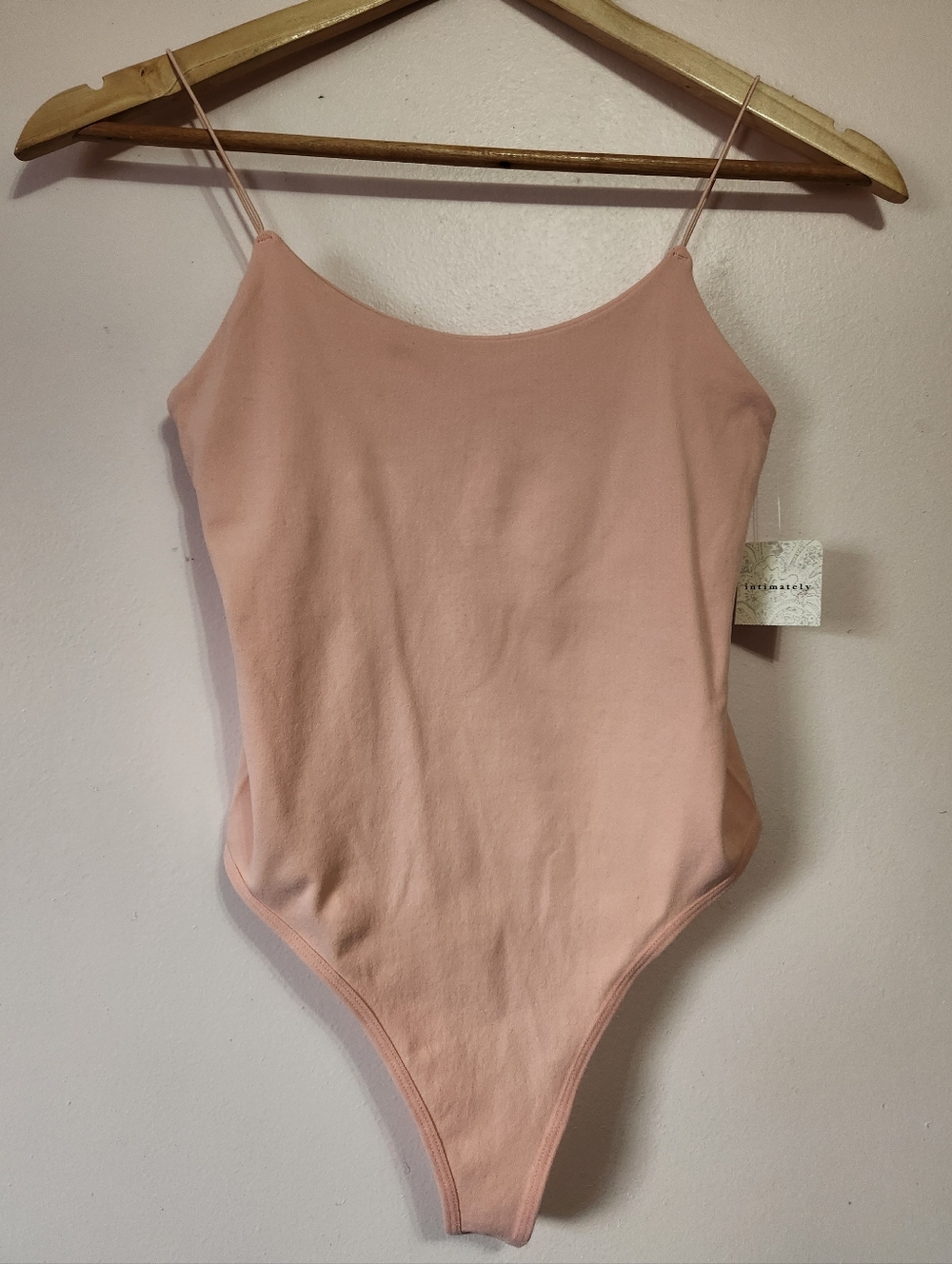 NWT Free People Intimately "Coral Mist" Cami Bodysuit Pale Pink Peach Sz S/XS